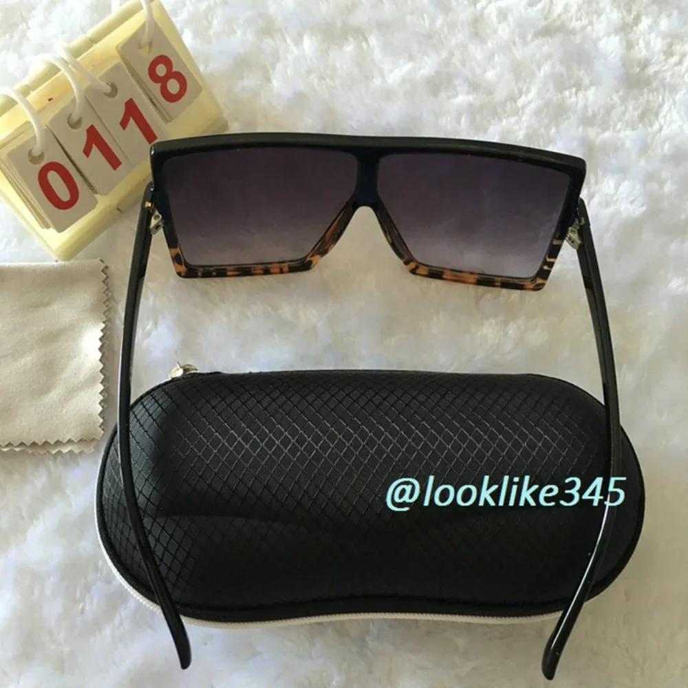 Leopard Print Frame Sunnies.Purple Lens Sunglasses - Picture 3 of 4
